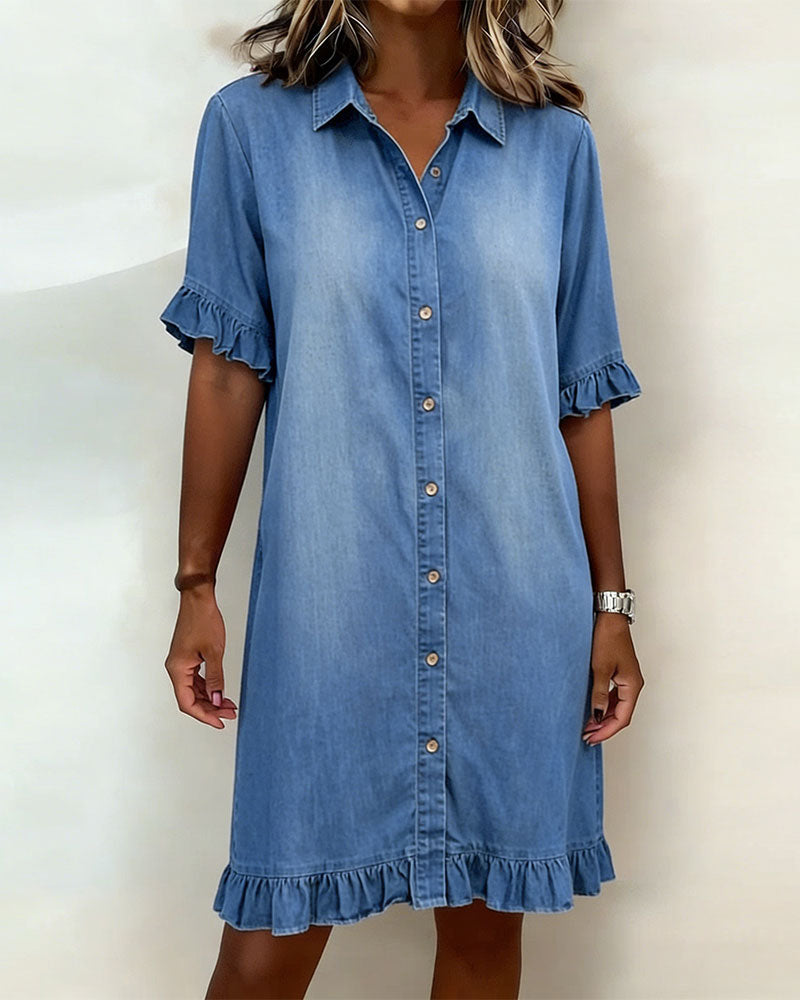 Rocío - Vestido Vaquero Cómodo con Volantes