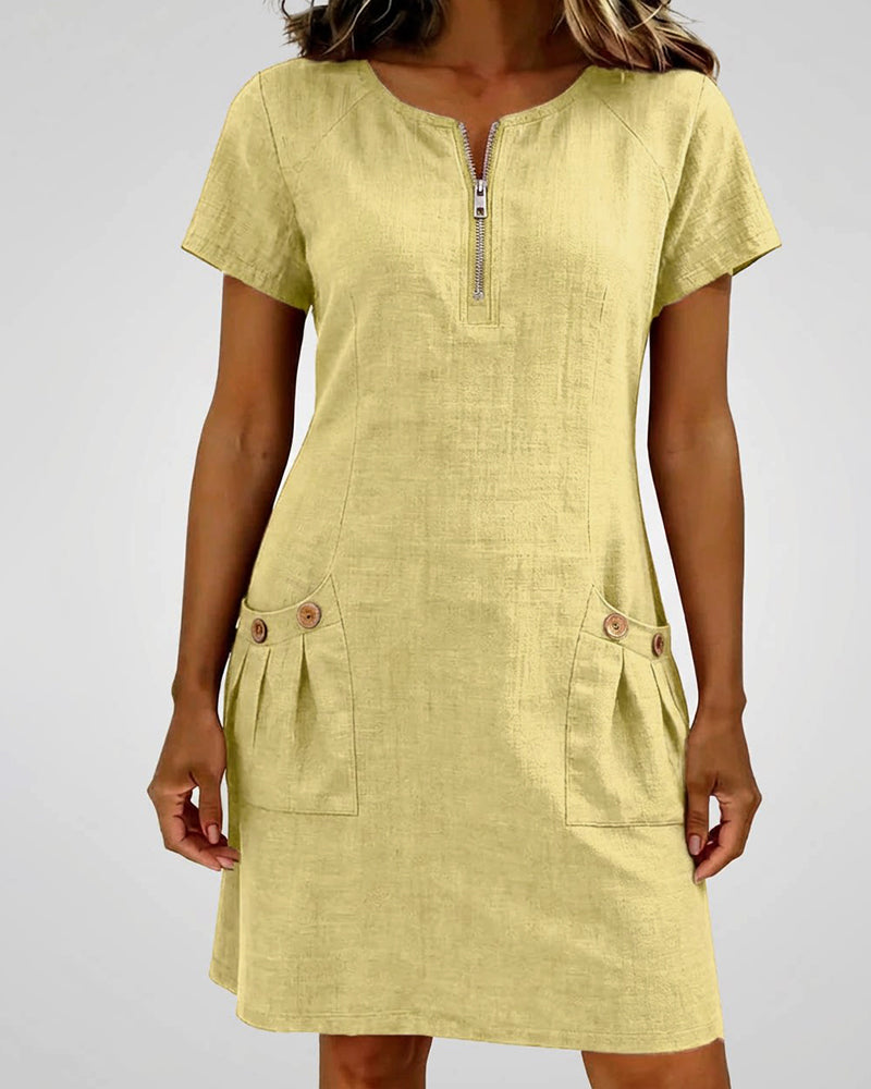 Vestido Camila | Algodón con Bolsillo de Cremallera