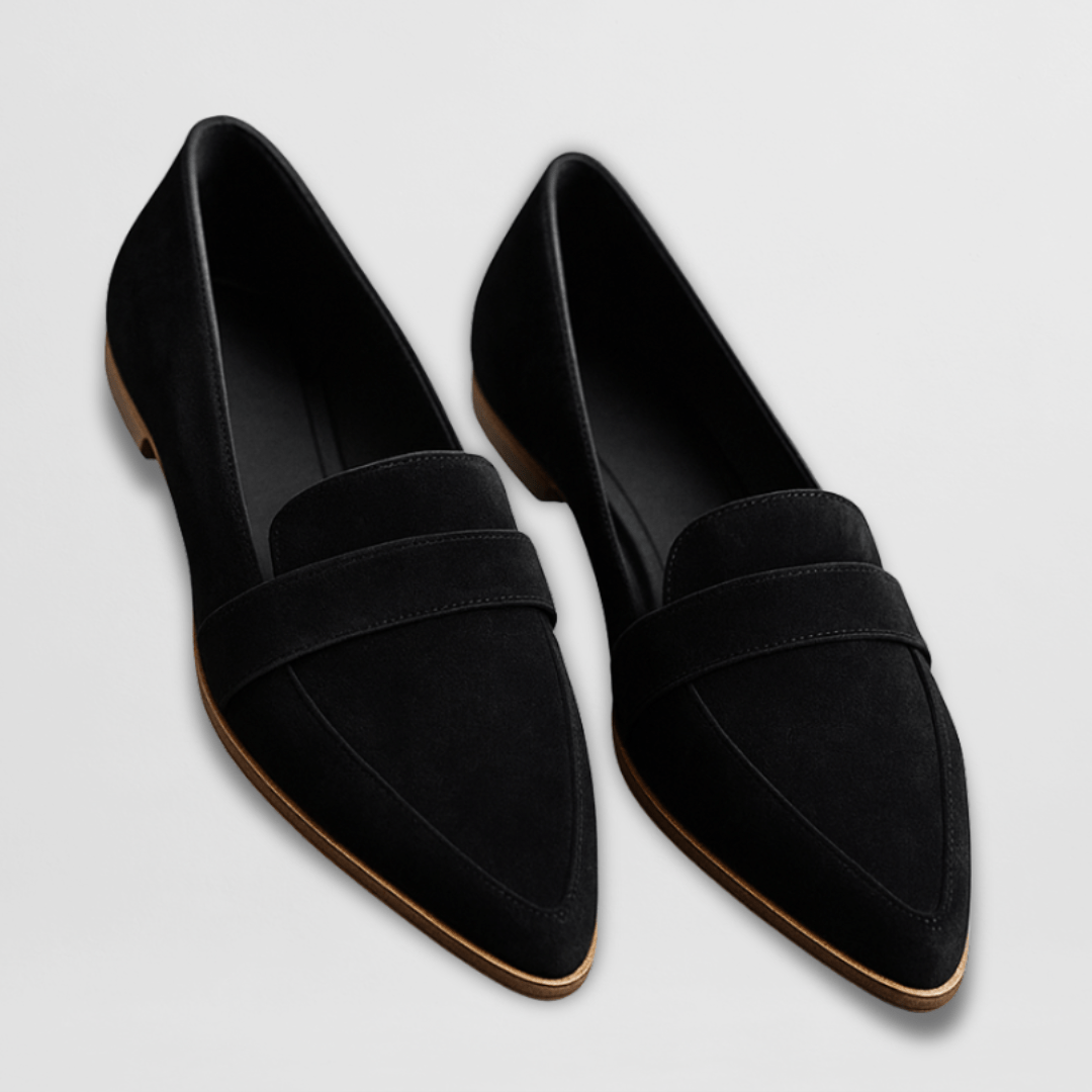 Mocasines ortopédicos de ante suave negro con diseño tipo mocasín sin cordones