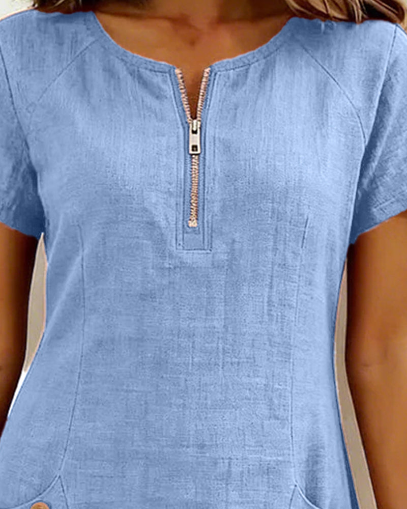 Vestido Camila | Algodón con Bolsillo de Cremallera