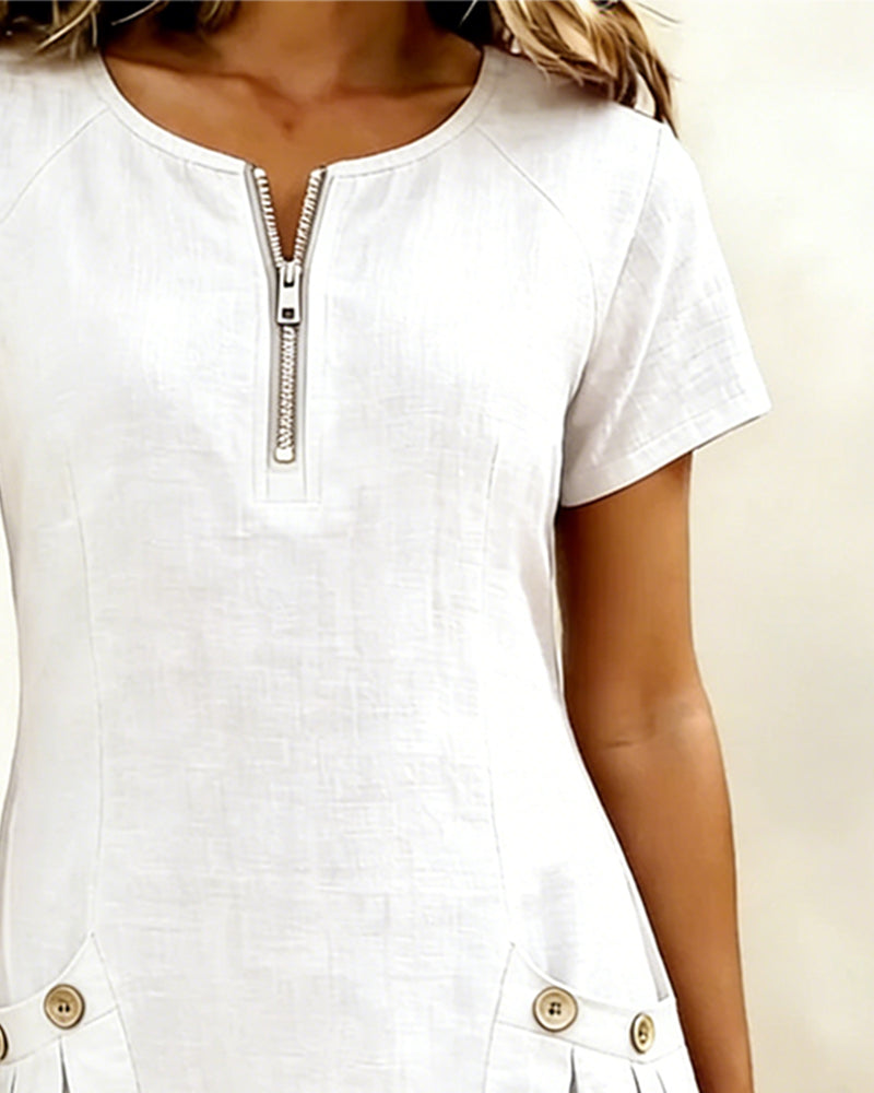 Vestido Camila | Algodón con Bolsillo de Cremallera