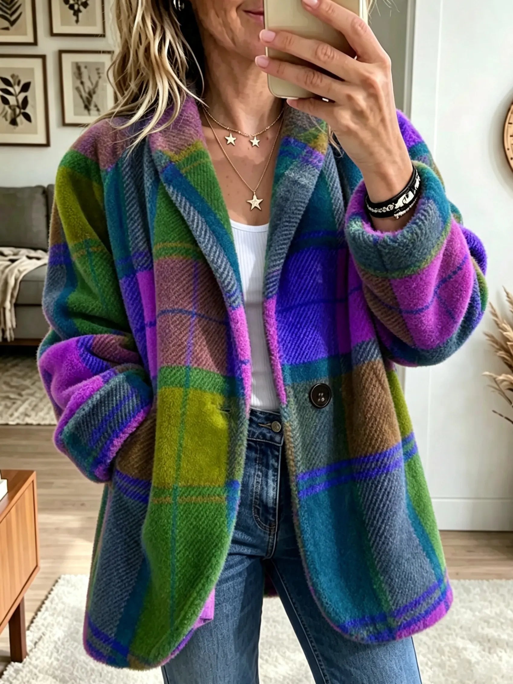 Valentina - Abrigo de Cuadros Multicolor