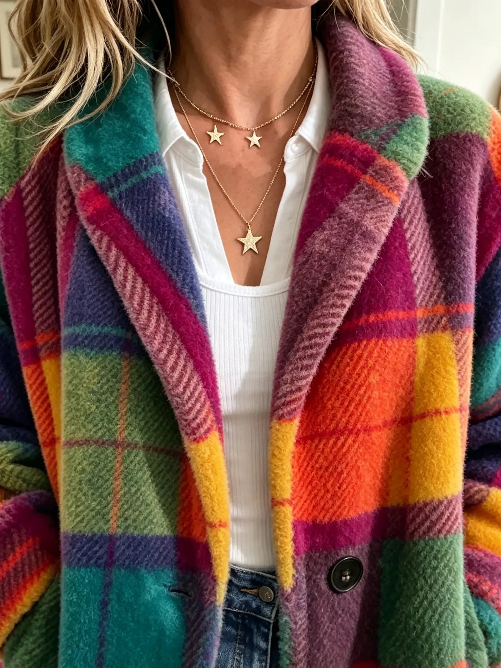 Valentina - Abrigo de Cuadros Multicolor