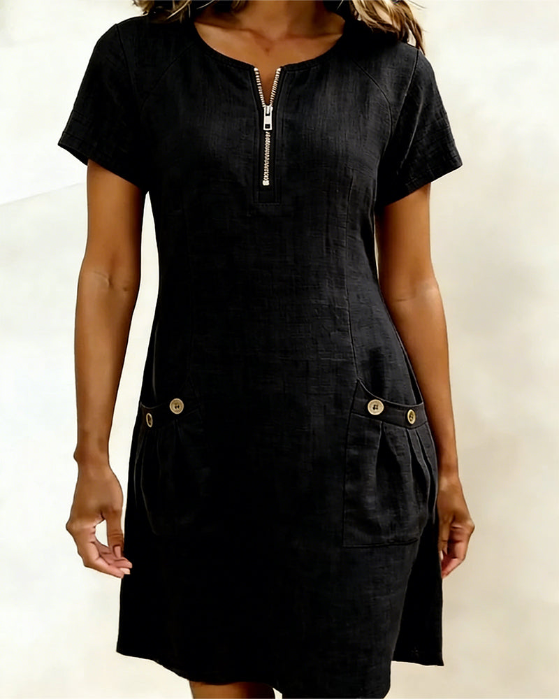 Vestido Camila | Algodón con Bolsillo de Cremallera