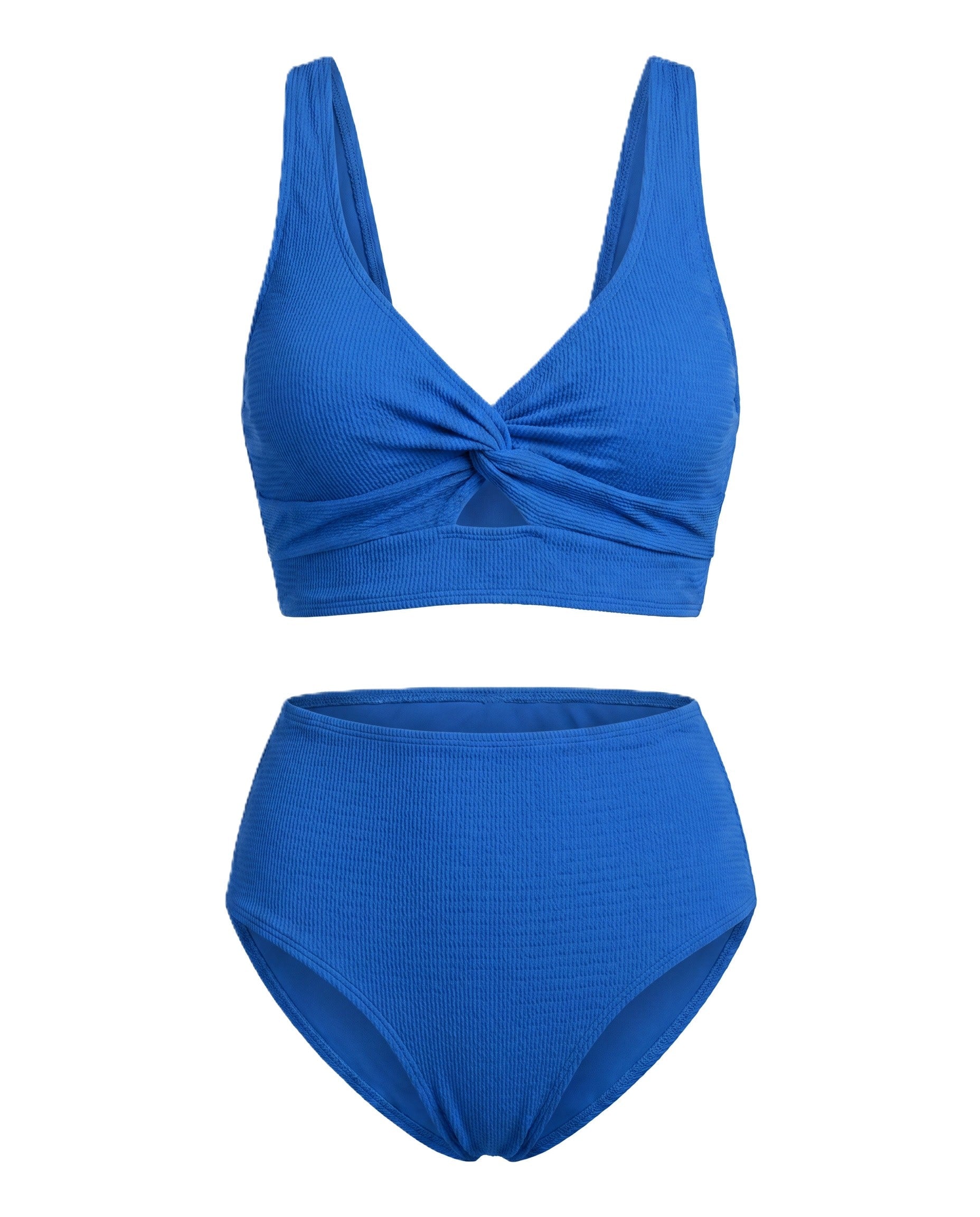 Crescencia™ | Bikini texturizado de tiro alto con top cruzado