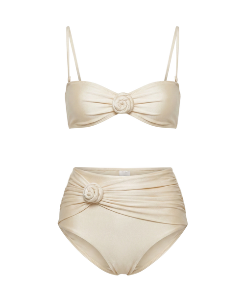 Áurea™ | Bikini de tiro alto con flores 3D aplicadas