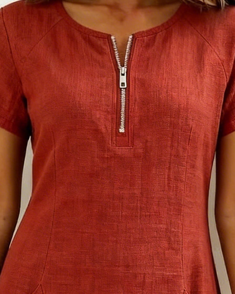Vestido Camila | Algodón con Bolsillo de Cremallera