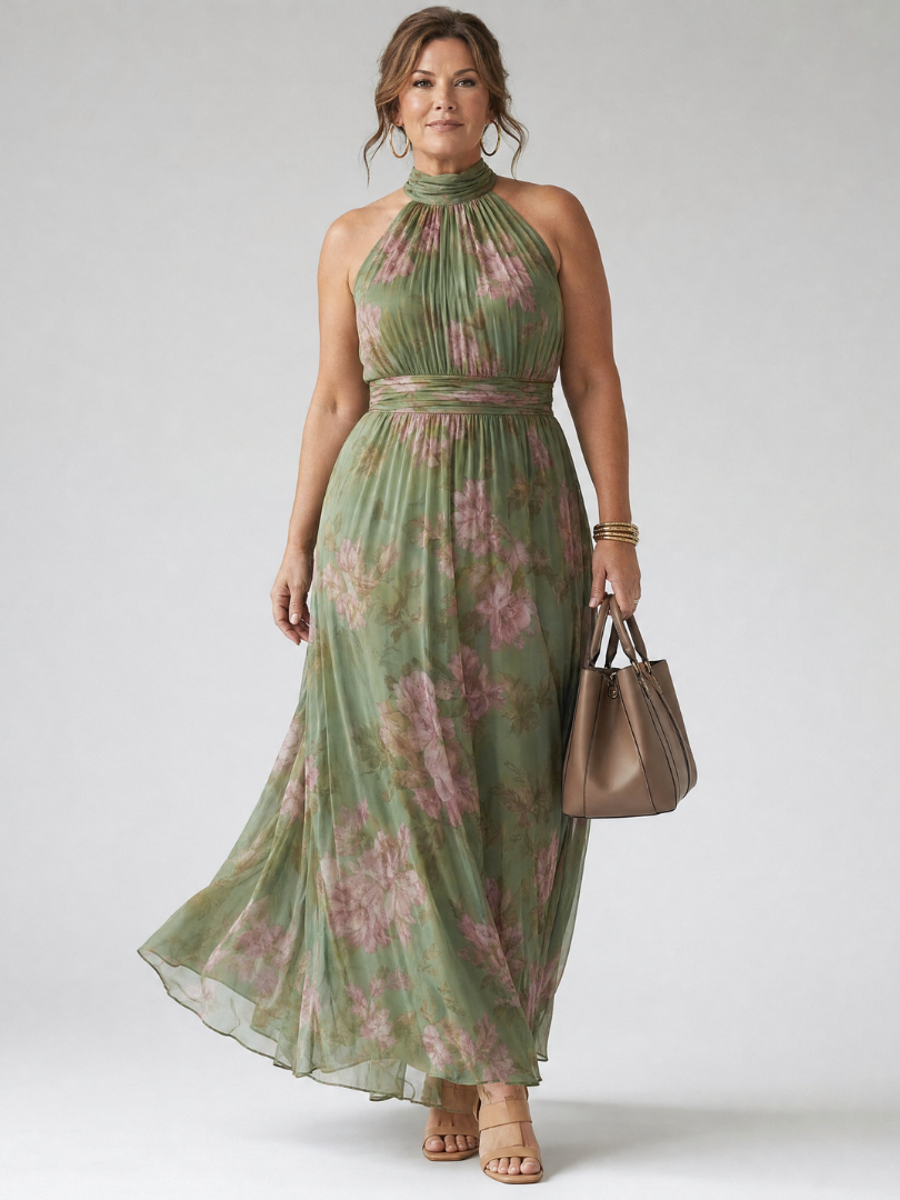 Mirelle Vestido Midi Halter Fruncido