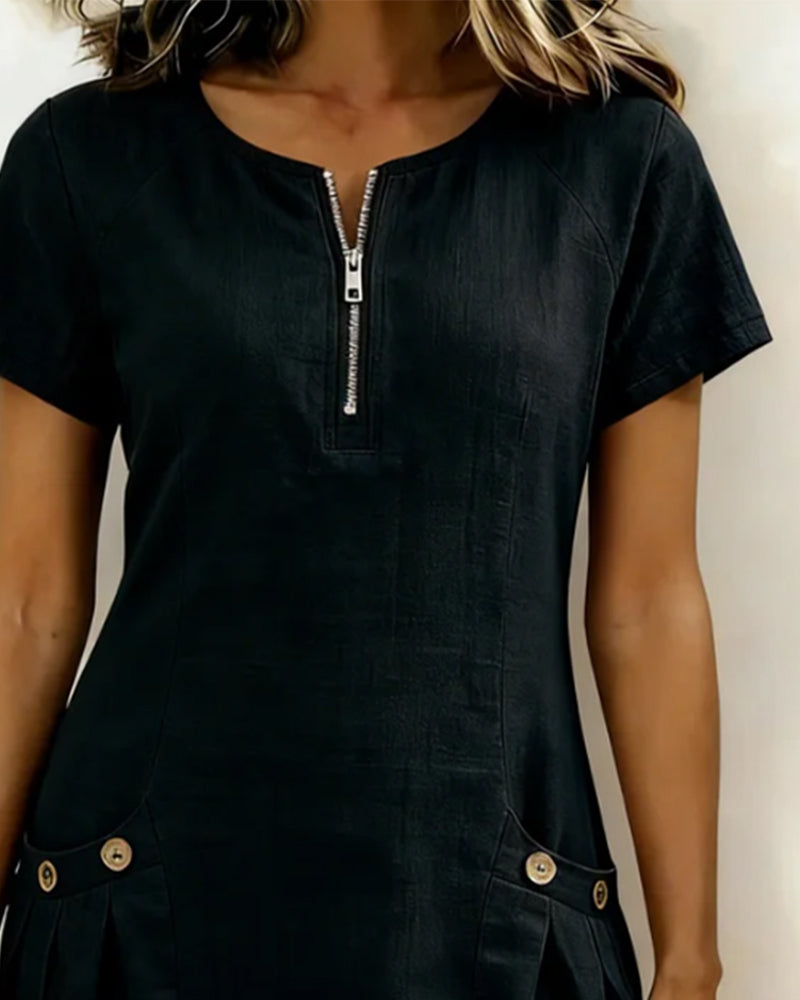 Vestido Camila | Algodón con Bolsillo de Cremallera