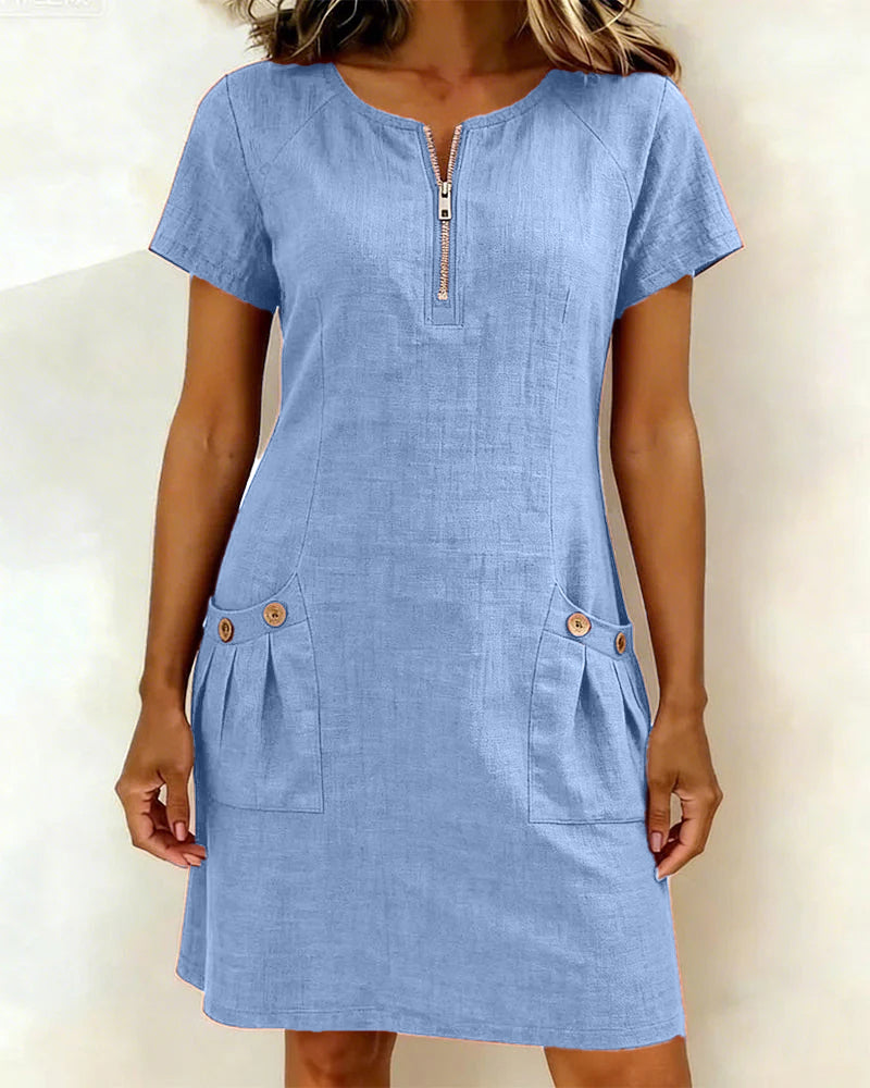 Vestido Camila | Algodón con Bolsillo de Cremallera