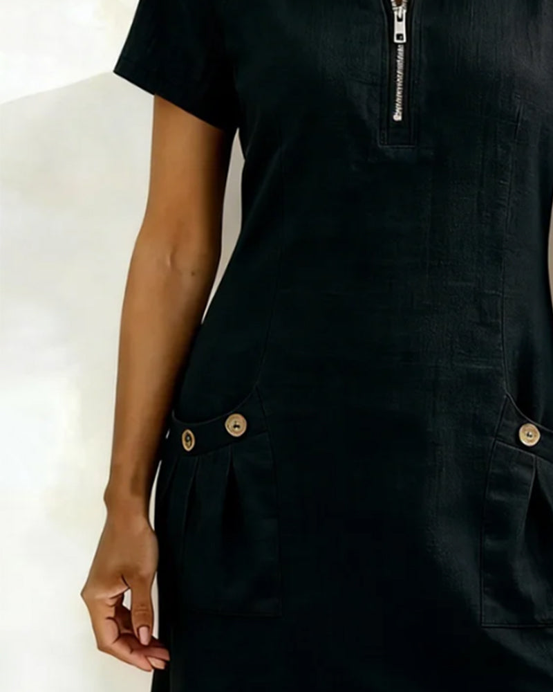 Vestido Camila | Algodón con Bolsillo de Cremallera