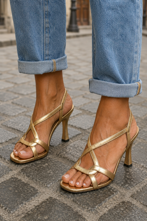Aurora™ | Sandalias de Tacón con Tiras Cruzadas