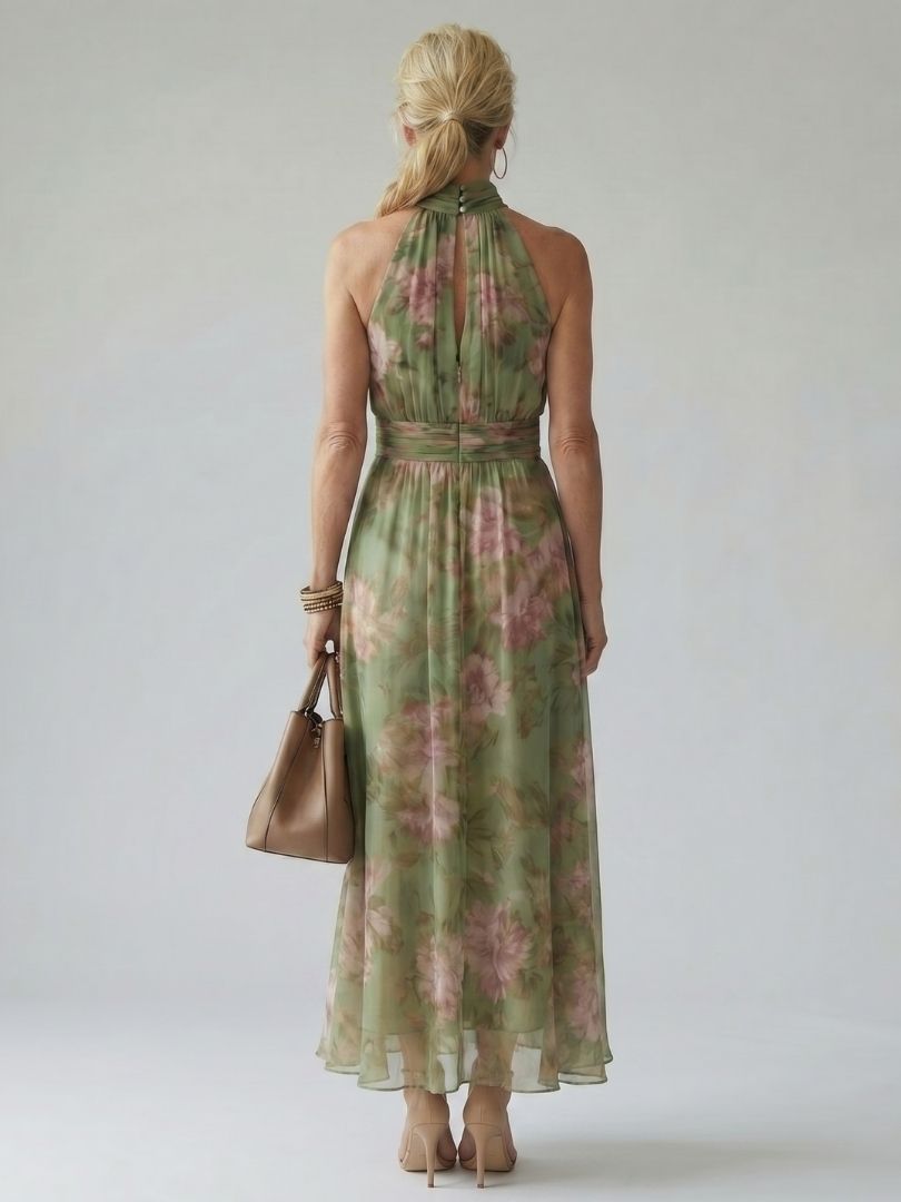 Mirelle Vestido Midi Halter Fruncido