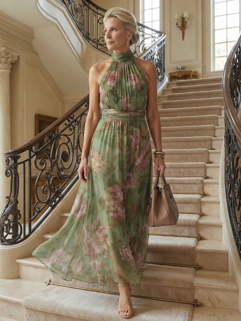 Mirelle Vestido Midi Halter Fruncido