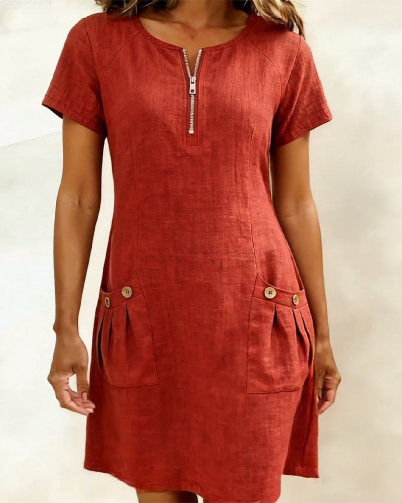 Vestido Camila | Algodón con Bolsillo de Cremallera