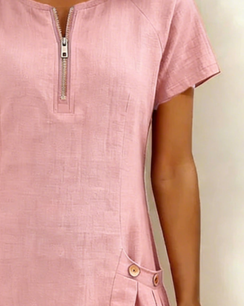 Vestido Camila | Algodón con Bolsillo de Cremallera