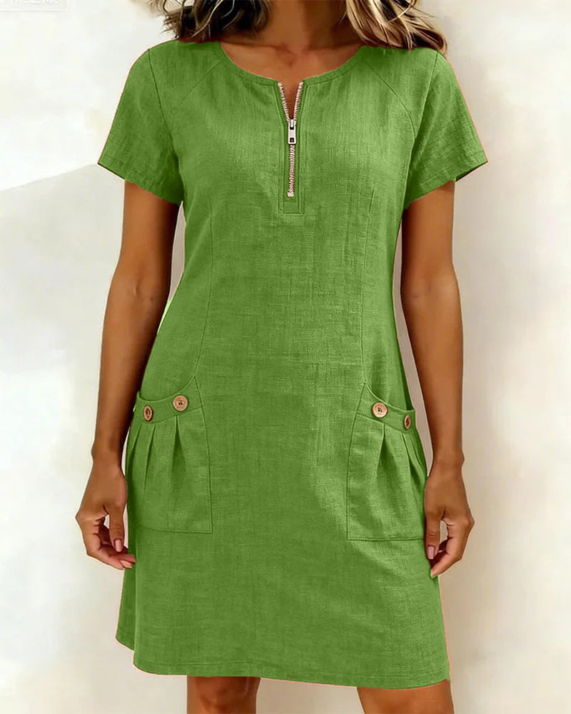 Vestido Camila | Algodón con Bolsillo de Cremallera