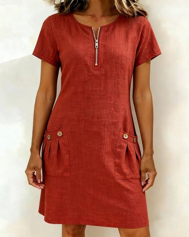 Vestido Camila | Algodón con Bolsillo de Cremallera