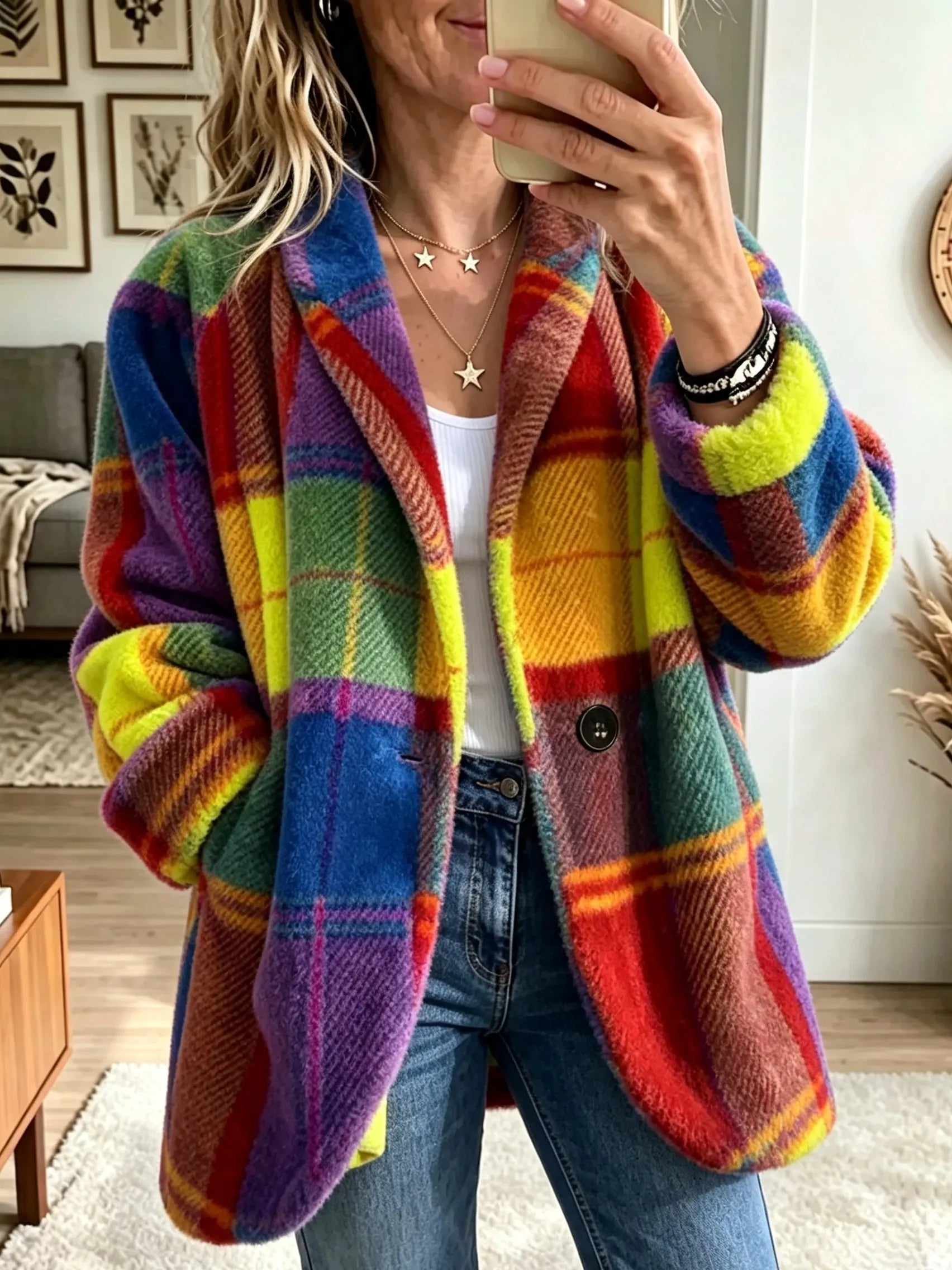 Valentina - Abrigo de Cuadros Multicolor