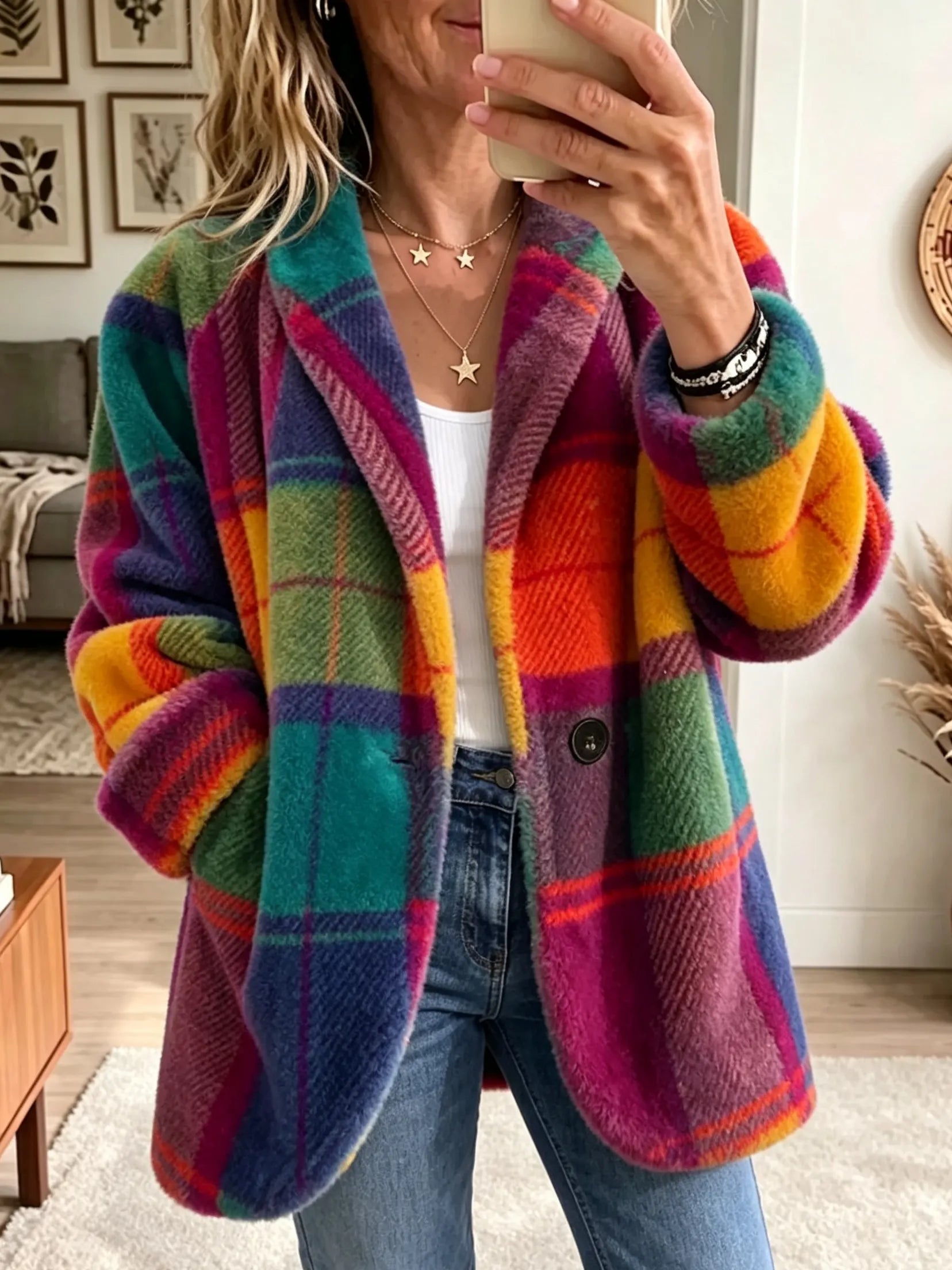 Valentina - Abrigo de Cuadros Multicolor